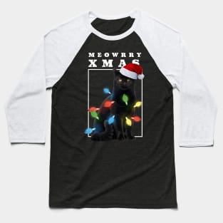 Funny Christmas cat Meowrry Xmas Baseball T-Shirt